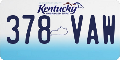 KY license plate 378VAW