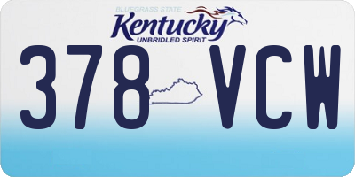 KY license plate 378VCW