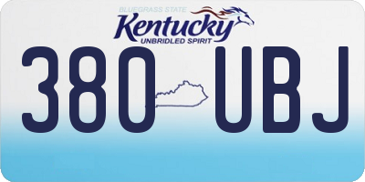 KY license plate 380UBJ