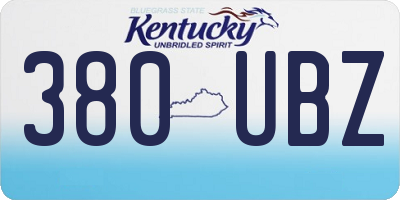 KY license plate 380UBZ