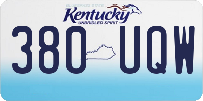 KY license plate 380UQW