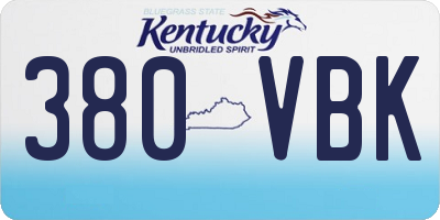 KY license plate 380VBK