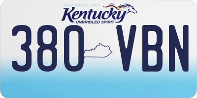 KY license plate 380VBN
