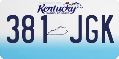 KY license plate 381JGK