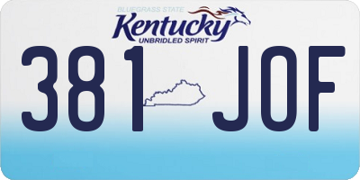 KY license plate 381JOF
