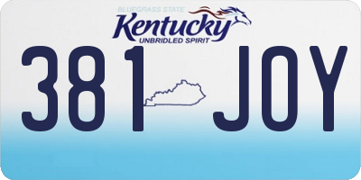 KY license plate 381JOY