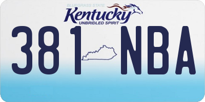 KY license plate 381NBA