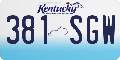 KY license plate 381SGW