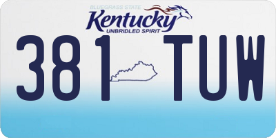 KY license plate 381TUW