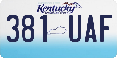 KY license plate 381UAF