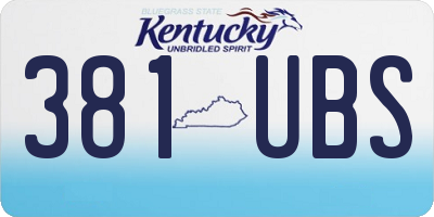 KY license plate 381UBS