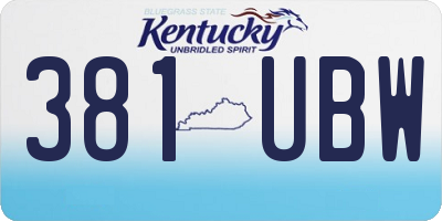 KY license plate 381UBW