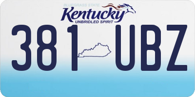 KY license plate 381UBZ