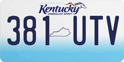 KY license plate 381UTV