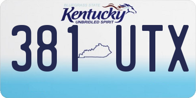 KY license plate 381UTX