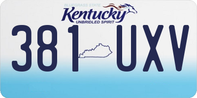 KY license plate 381UXV