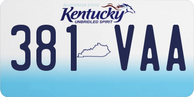 KY license plate 381VAA