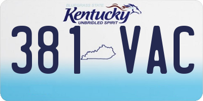 KY license plate 381VAC