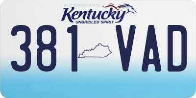 KY license plate 381VAD