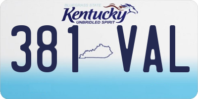 KY license plate 381VAL