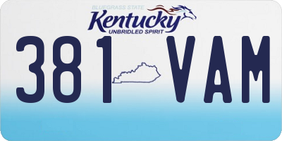KY license plate 381VAM