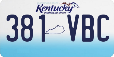KY license plate 381VBC