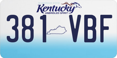 KY license plate 381VBF