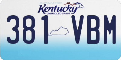 KY license plate 381VBM