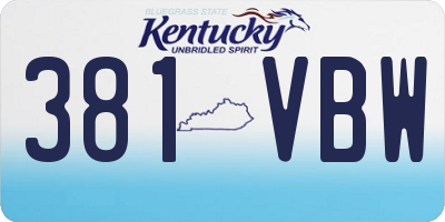KY license plate 381VBW