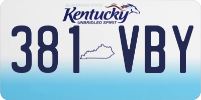 KY license plate 381VBY
