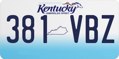 KY license plate 381VBZ