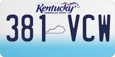 KY license plate 381VCW
