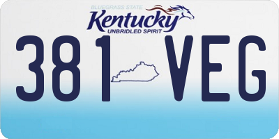 KY license plate 381VEG
