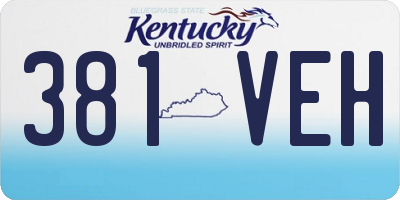 KY license plate 381VEH