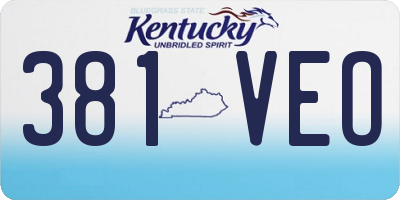 KY license plate 381VEO