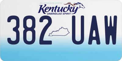 KY license plate 382UAW
