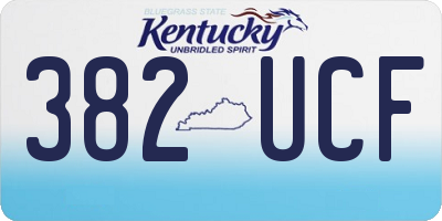 KY license plate 382UCF