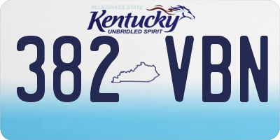 KY license plate 382VBN