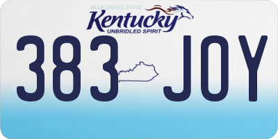 KY license plate 383JOY