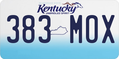 KY license plate 383MOX