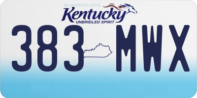 KY license plate 383MWX