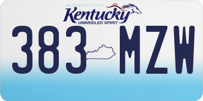 KY license plate 383MZW