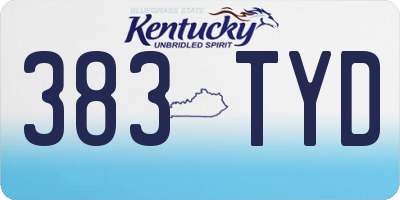 KY license plate 383TYD