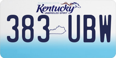KY license plate 383UBW