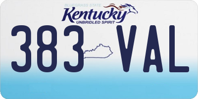 KY license plate 383VAL