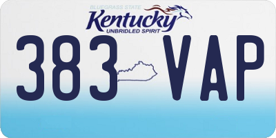 KY license plate 383VAP