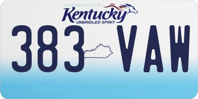 KY license plate 383VAW