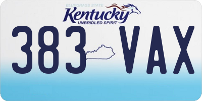KY license plate 383VAX