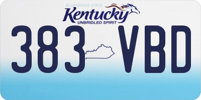 KY license plate 383VBD