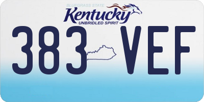 KY license plate 383VEF